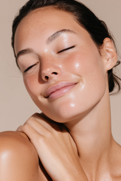 Young woman with beautiful glowy skin