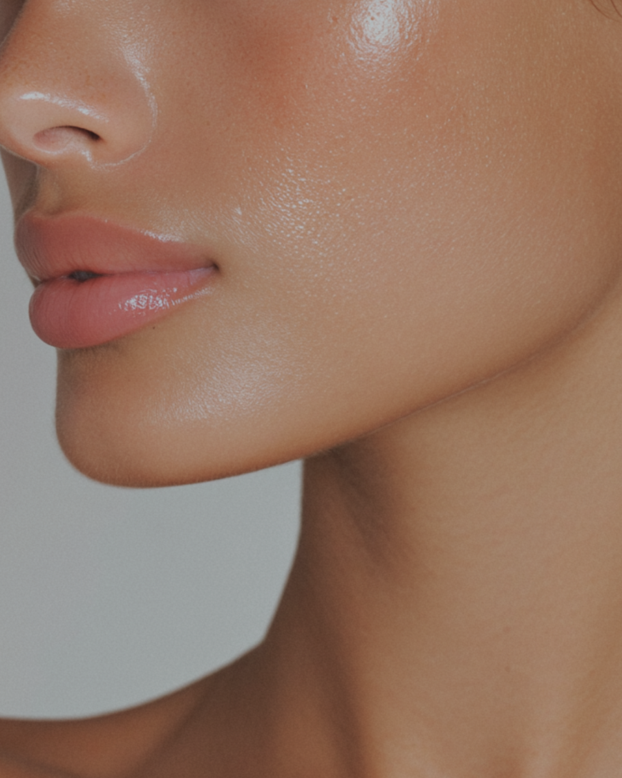 Close up of woman's face showing smooth skin