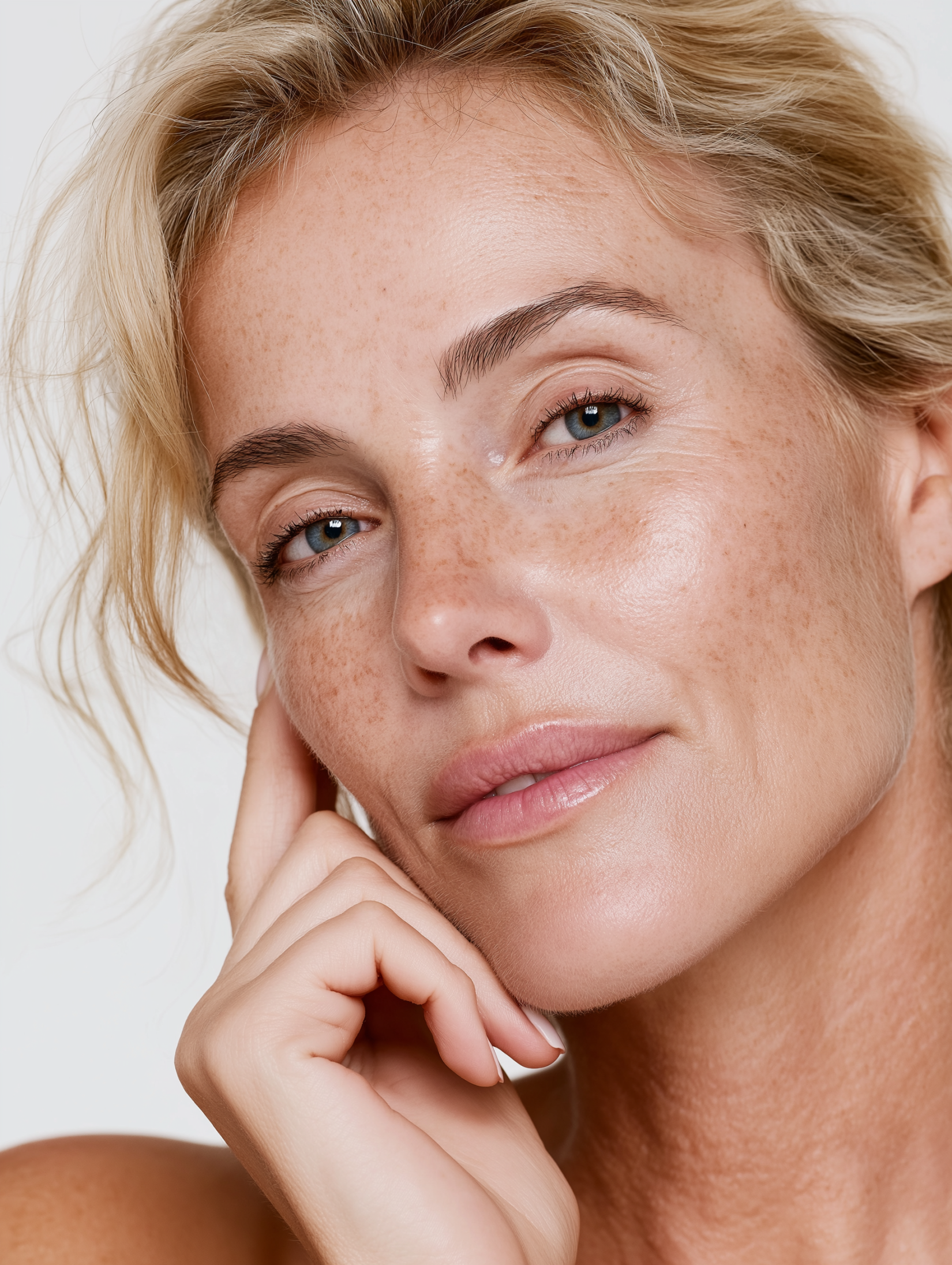 Blonde woman with nice skin